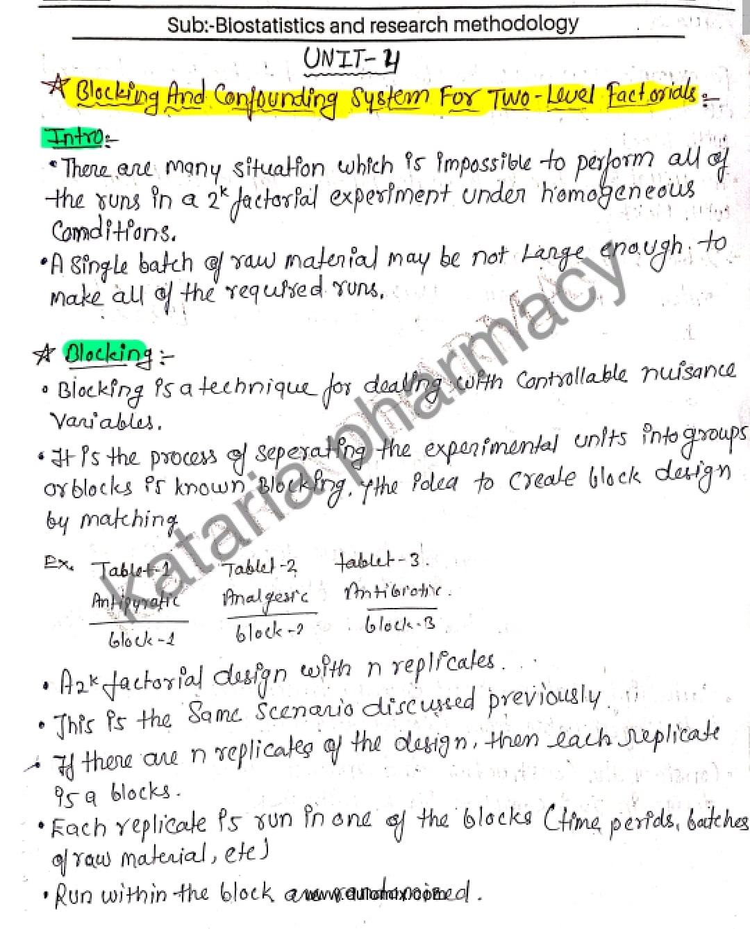biostatistics and research methodology handwritten notes