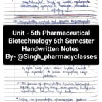 Unit - 5th Pharmaceutical Biotechnology 6th Semester Handwritten Notes Download Now