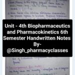 Unit -4th Biopharmaceutics and Pharmacokinetics 6th Semester Handwritten Notes Download Now