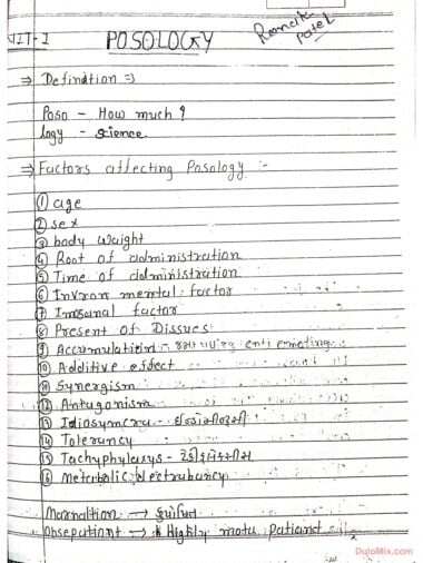 Posology hand written notes pdf Download Now