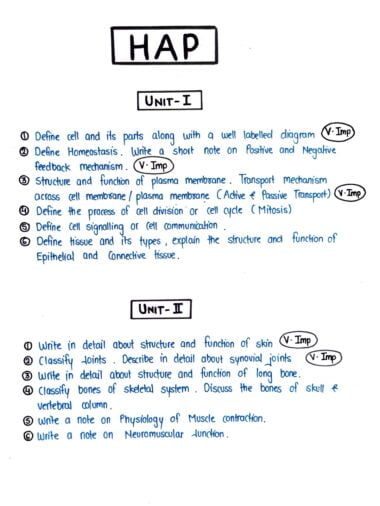 Human anatomy and physiology most important questions hand written Download Now