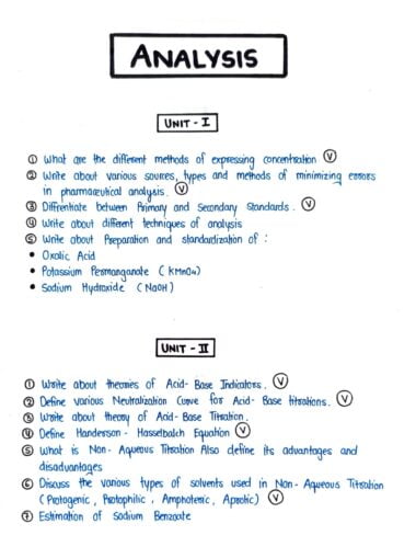 Pharmaceutical analysis sem 1 important questions pdf Download Now