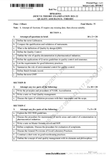Pharmacology sem 6 2021-22 aktu paper pdf Download Now