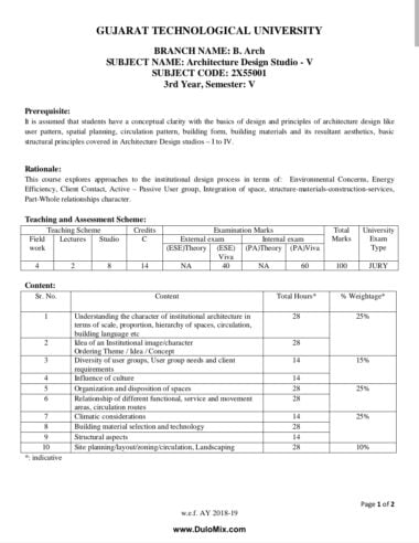 Gtu b.architecture sem 5 syllabus copy Download Now