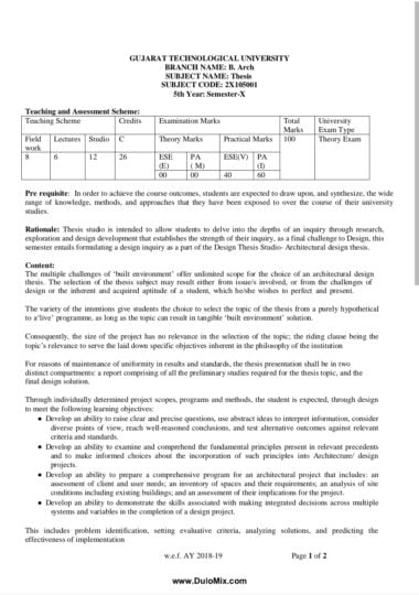Gtu b.architecture sem 10 syllabus copy Download Now