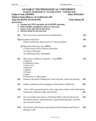 B.architecture (sem3) (All subjects)winter2020 GTU paper pdf Download Now