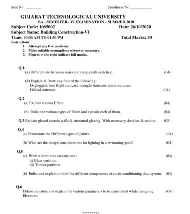 BA (sem6) (All subjects) summer 2020 GTU paper pdf Download Now