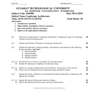 BA (sem6) (All subjects) summer 2020 GTU paper pdf Download Now