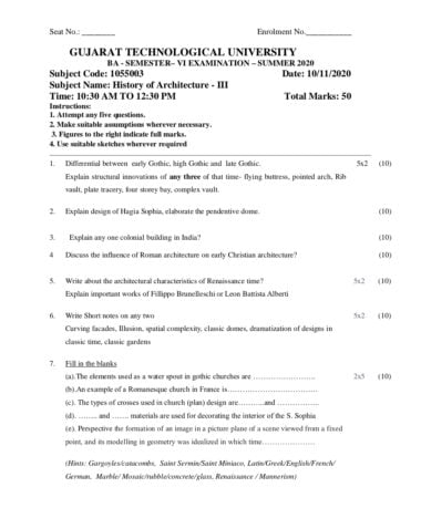 BA (sem3) (All subjects) summer 2020 GTU paper pdf Download Now