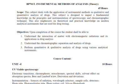 B PHARMACY SYALLABUS 7TH SEMESTER SYLLUBUS Download Now
