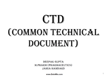 CTD (COMMON TECHNICAL) PDF/PPT Download Now