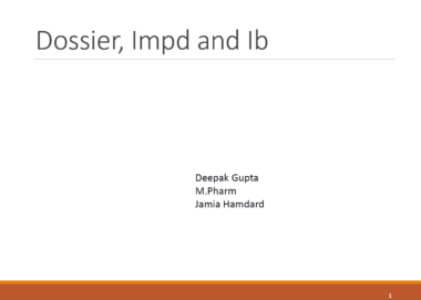 Dossier, Impd and Ib (PDF/PPT) Download Now