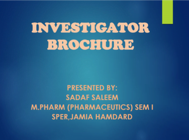 INVESTIGATOR BROCHURE PDF/PPT Download Now
