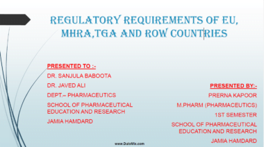 Regulatory requirements of EU, MHRA,TGA AND ROW COUNTRIES PPT/PDF Download Now