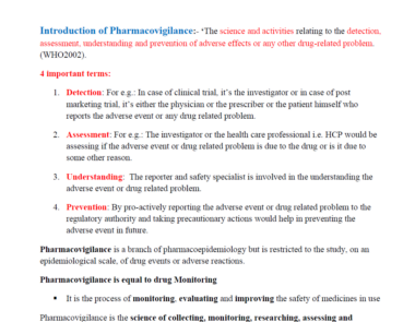 Introduction of Pharmacovigilance:- ‘The science and activities relating to the detection PDF Download Now