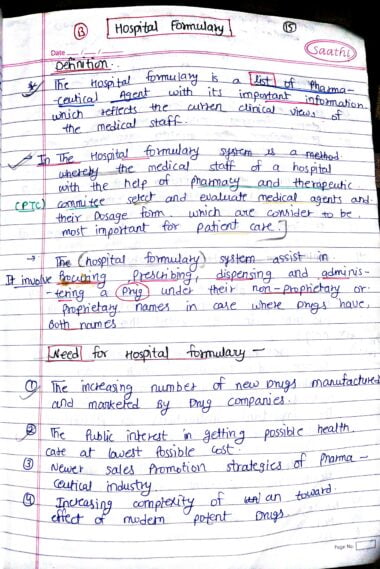 Hospital Formulary Handwritten notes Download Now