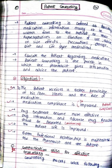 Patient Counseling Handwritten notes Download Now
