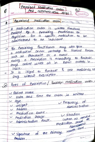 Prescribed medication order and communication skills handwritten notes Download Now