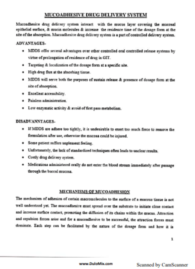 MUCOADHESIVE DRUG DELIVERY SASTEM PPT/PDF Download Now